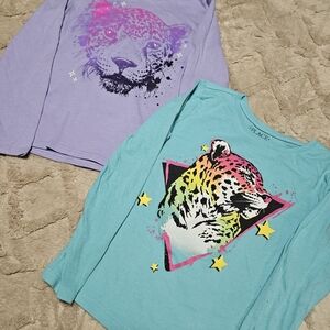 Kids Graphic Long Sleeve Shirts - Purple and Teal